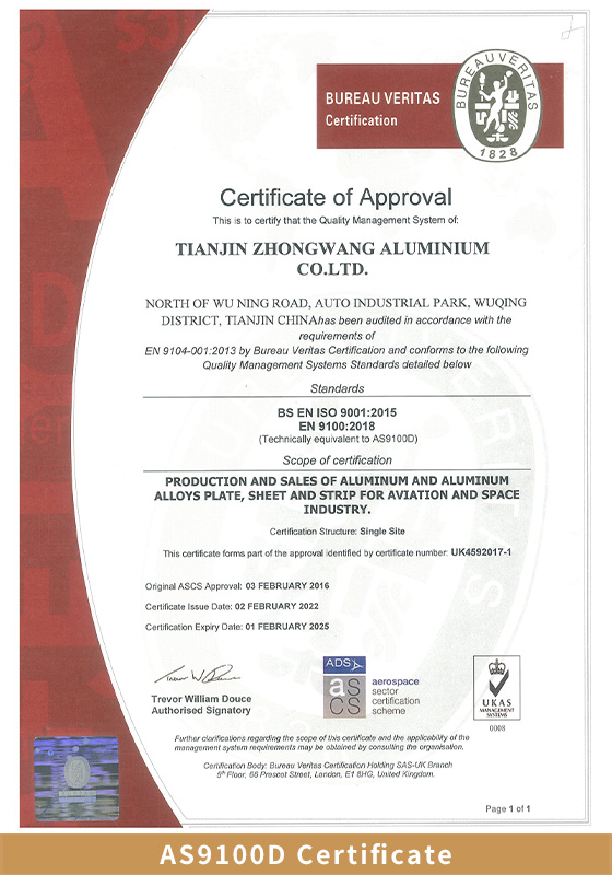 AS9100D Certificat